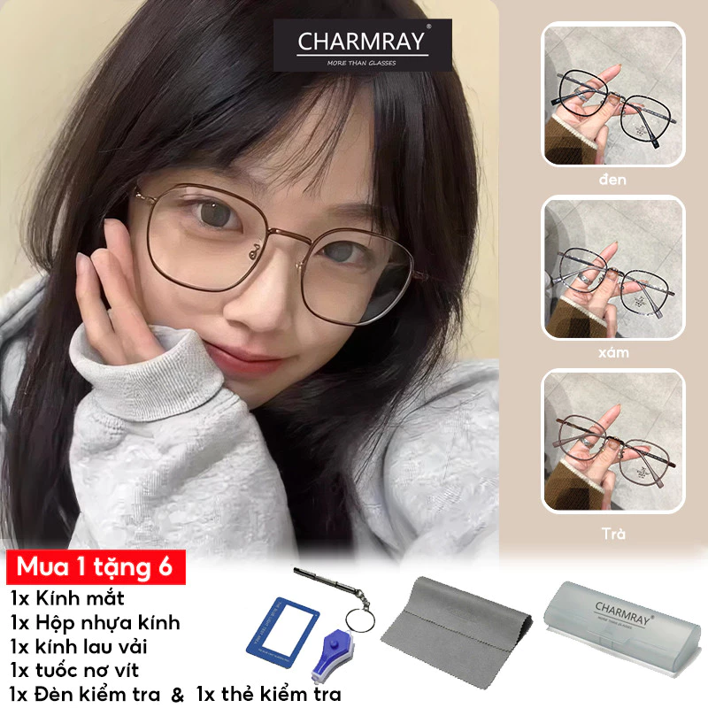 Charmray kính mắt Gọng Nhỏ Chống Bức Xạ Cho Nữ kính đổi màu