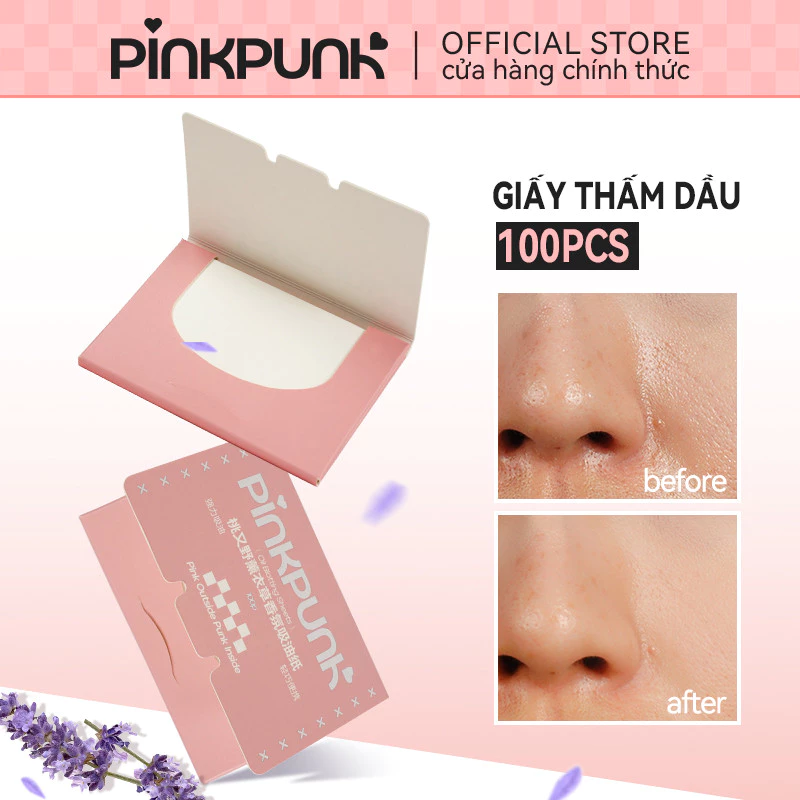 PinkPunk 100pcs Giấy Thấm Dầu Oil Blotting Paper Vệ Sinh Dầu Nhờn Thừa Trên Da Mặt
