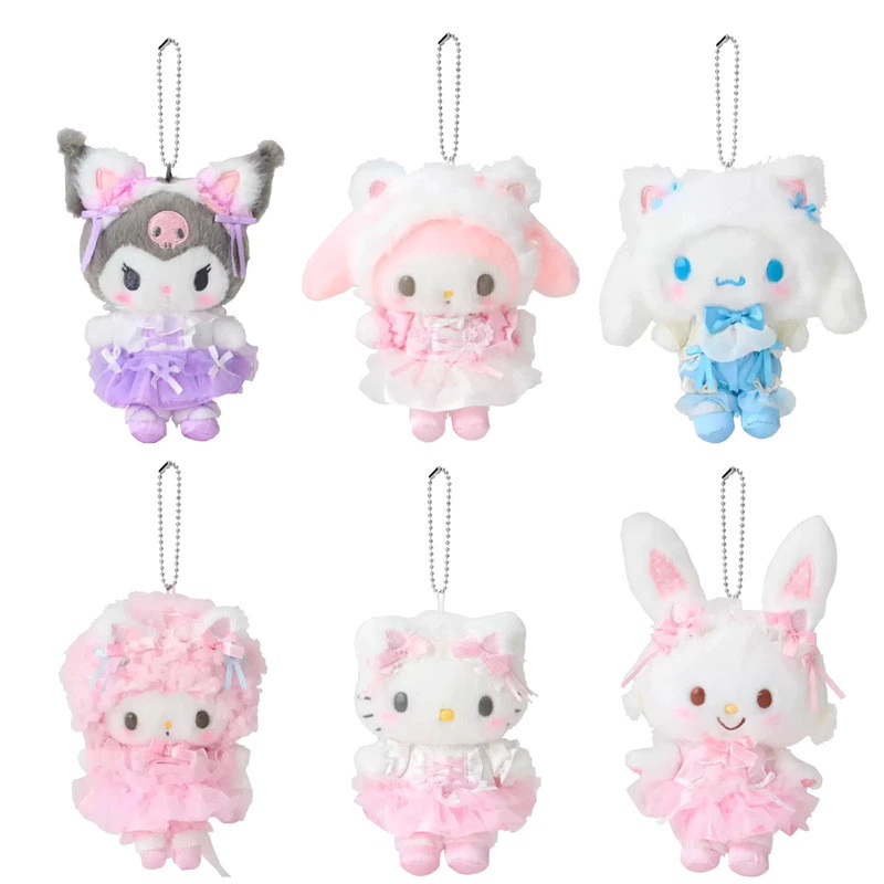 Sanrio Ballet Trang Phục Series Sang Trọng Đồ Chơi Dễ Thương Kuromi Cinnamoroll Hello Kitty Sang Trọng Móc Khóa Túi Mặt Dây Chuyền Trẻ Em Quà Tặng