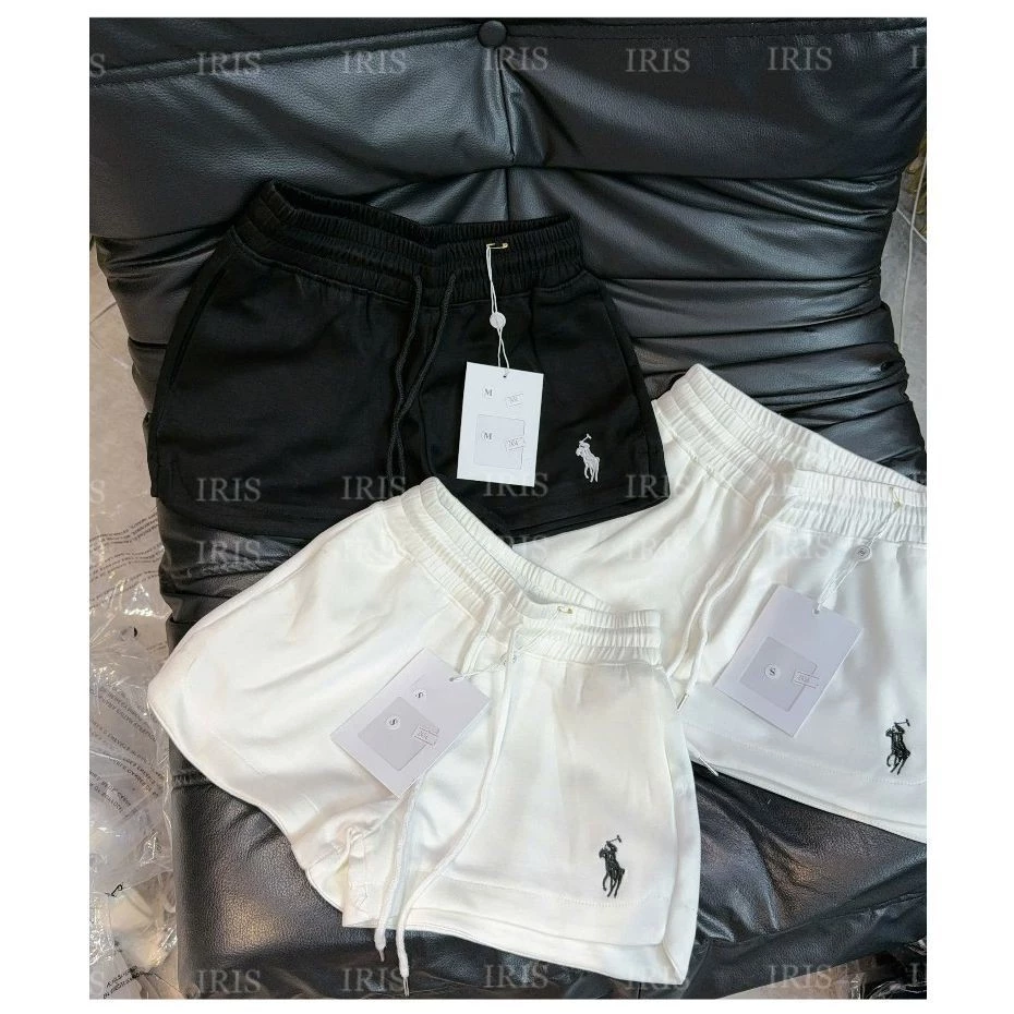 Quần short thể thao nam nữ cạp cao form rộng unisex, chất cotton dày thoáng mát, thêu logo ngựa trendy, mặc đi chơi