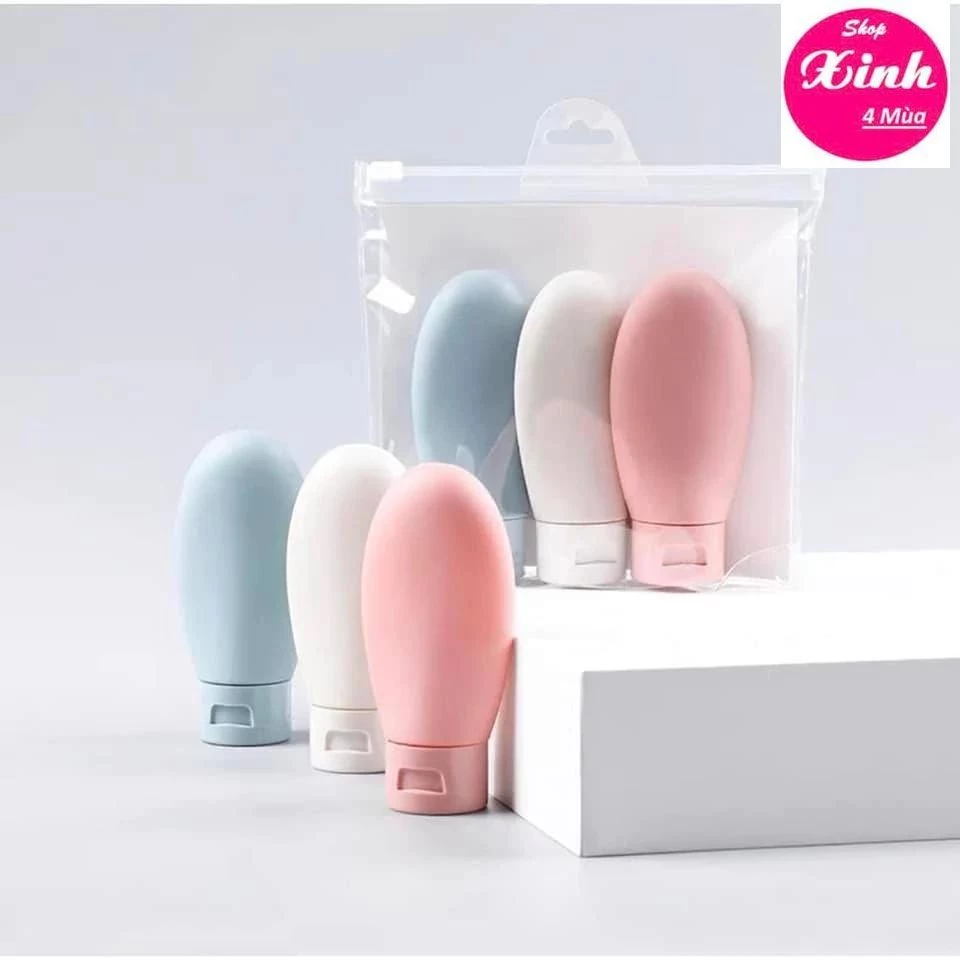 (Set 3) Lọ Chiết Mỹ Phẩm/Dầu Gội/Sữa Tắm 60ML kèm túi Zip (H006SX4M)