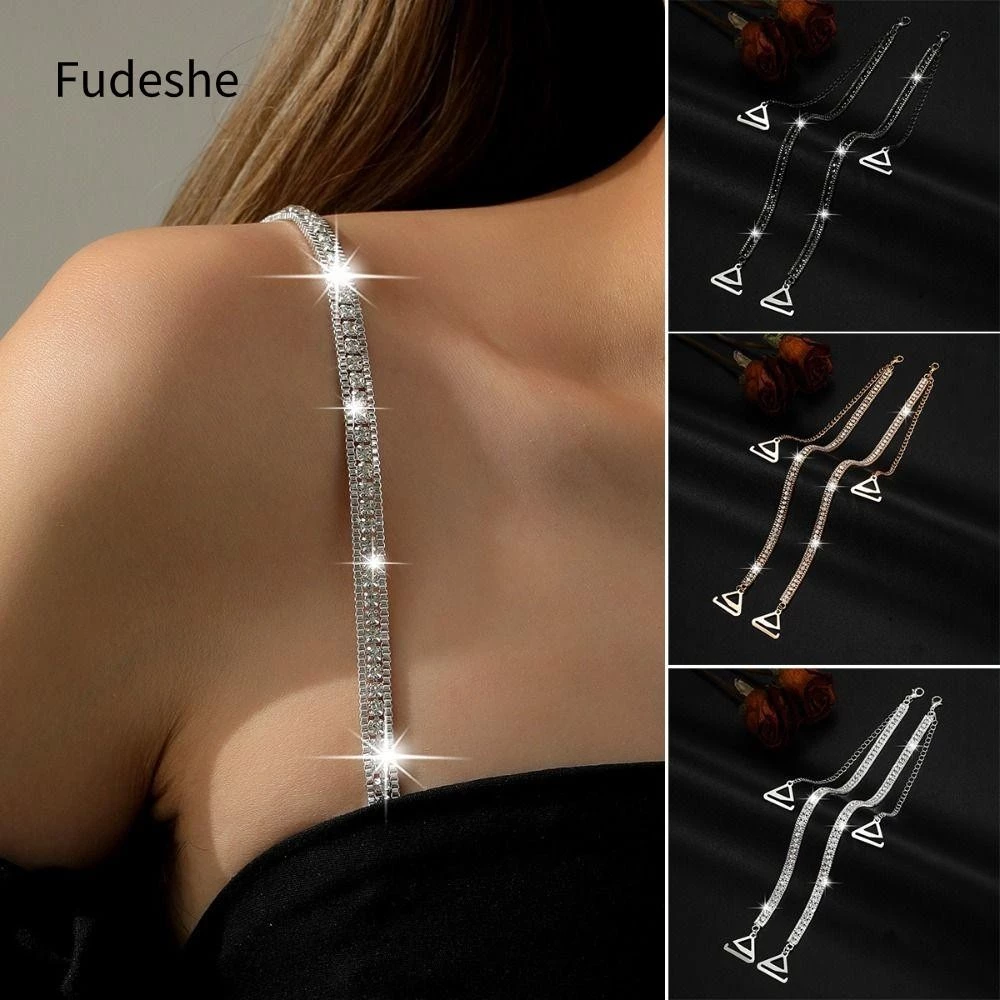 Dây đeo áo ngực đính đá FUDESHE, dâyAdjustable Shoulder Straps lingerie, Anti-slip Decorative Bra Waist Belt