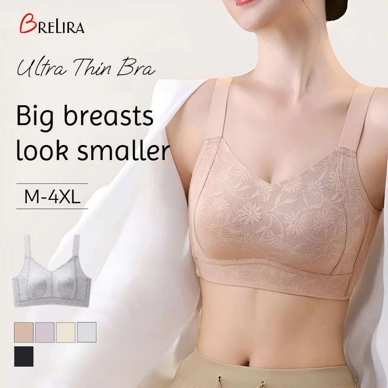 『 Brelira 』 Full Cup Minimizer Bra Siêu Mỏng Ngực Lớn Nhìn Nhỏ Có Thể Điều Chỉnh Liền Mạch Chống Chảy xệ Không Dây Thoải Mái Cho Nữ ​​Quần lót​​