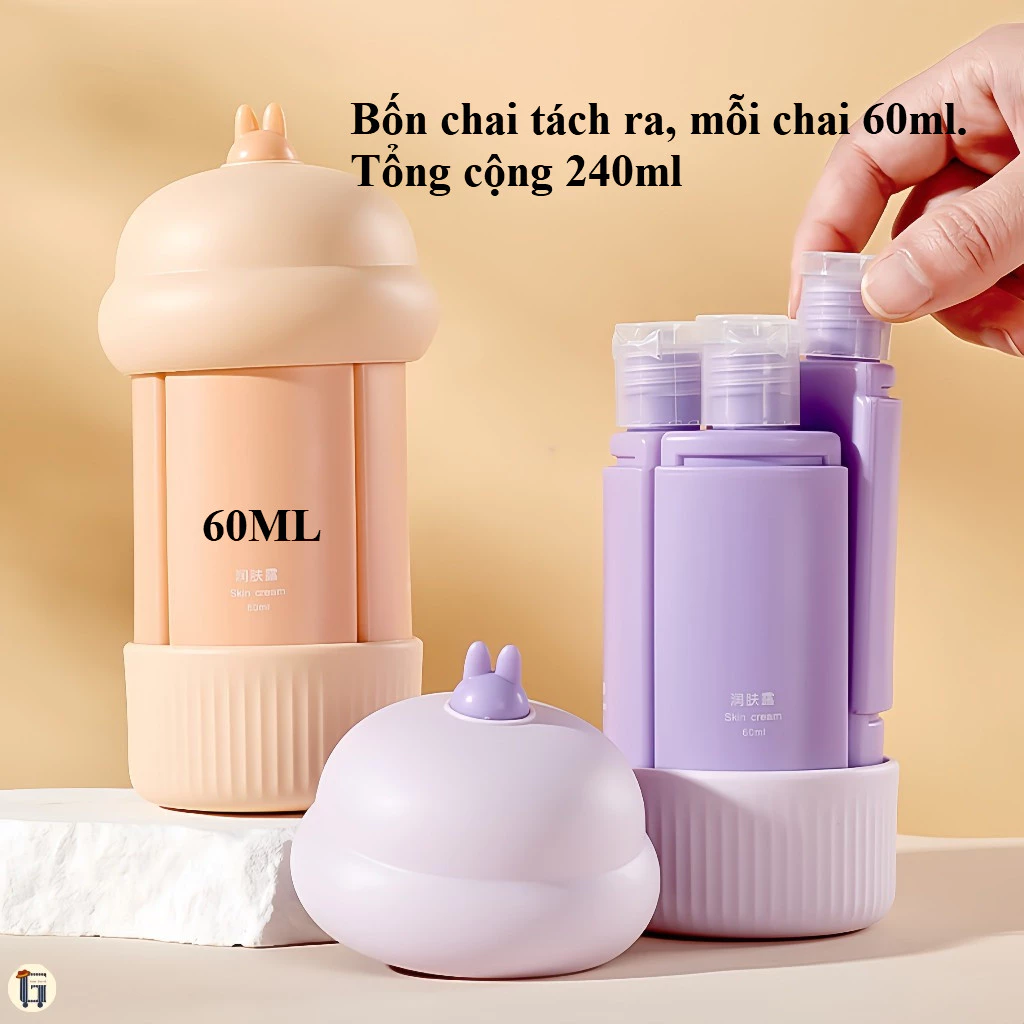 👍4 trong 1 Travel Chia Chai, Mỹ Phẩm Dầu Gội Đầu Lotion Body Gel Chai Set Ra Ngoài Dễ Dàng Mang Theo
