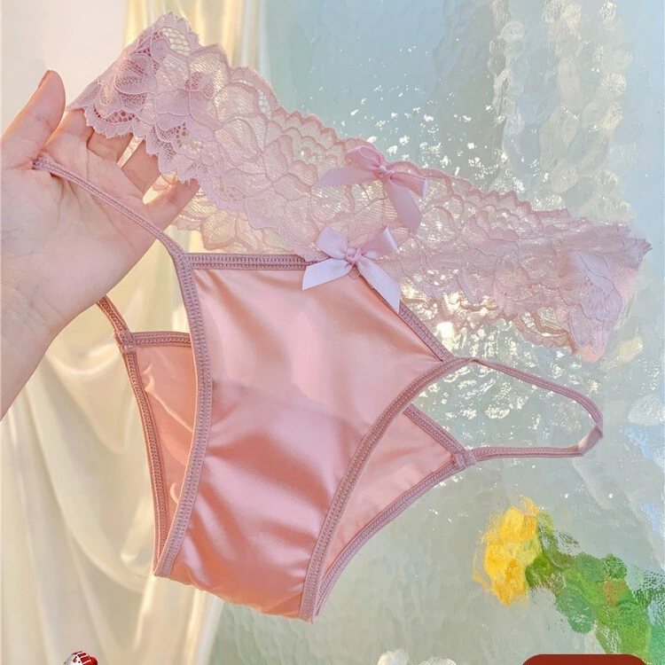 [40-62.5kg] Quần lót sexy kiểu Pháp cho phụ nữ, quần lót ren khoét lỗ bằng lụa lạnh