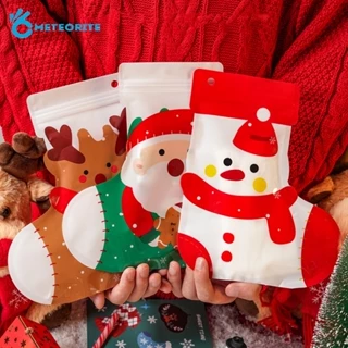 Hoạt Hình Túi Nhựa Đựng Quà / Đồ Tráng Miệng Có Khóa Kéo Hình Ông Già Noel / Người Tuyết diy