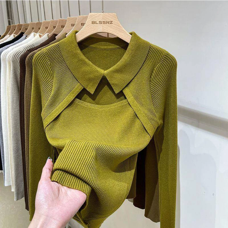 Áo sweater Dệt Kim Tay Dài Thiết Kế Khoét Quyến Rũ Thời Trang