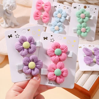 Bộ 8 kẹp tóc vải RAINBOW BOWS hình hoa dễ thương cho bé gái