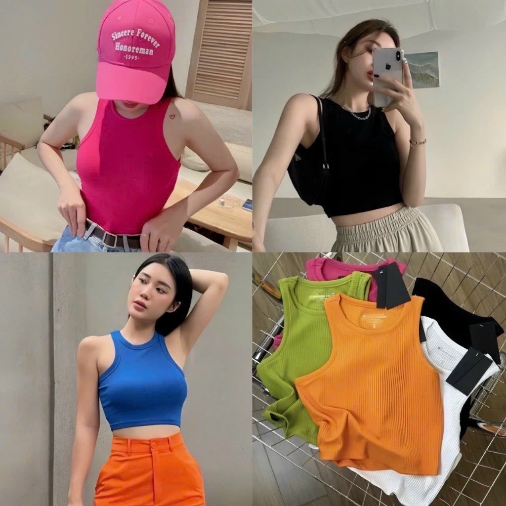 Áo Ba Lỗ Croptop Ngược Hot Hit Phong Cách Mùa Hè đi biển mặc lót trong bazer Năng Động Dành Cho Nữ AA0010 - rosa babytee