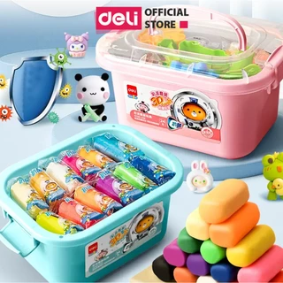 Bộ Đất Nặn 3D Deli 12 Màu Kèm Phụ Kiện Khuôn Nặn - Đất Sét Nặn An Toàn Không Dính Tay Màu Sắc Tươi Sáng Cho Bé Hộp Nhựa