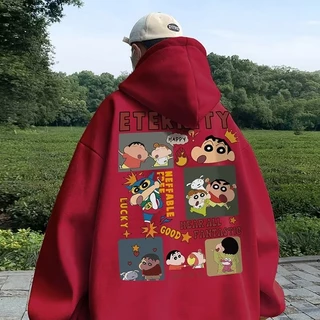 Áo hoodie dáng rộng thời trang cho nam size M-8XL cotton Nhung Dày Dặn Tay Dài In Hình shinchan Thời Trang Mùa Thu Cho Nam Giới