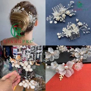 Trâm hoa cài tóc cô dâu mẫu mới T8-2023 Giangpkc Phụ kiện cưới Giang