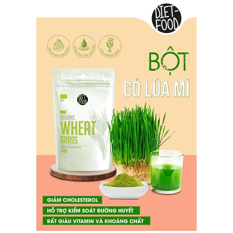 Bột Cỏ Lúa Mì Non Wheat Grass hữu cơ 200g Diet Food  phỐ thẢo mỘc ( chihoang2709)  Organic_Life