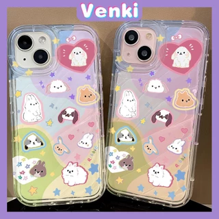 VENKI - Dành Cho iPhone 11 Ốp Lưng iPhone Water Ripple Clear Case TPU Mềm Chống Sốc Trong Suốt Động Vật Dễ Thương Cún Con Mèo Con Thỏ Tương Thích Với iPhone 14 Pro max 13 Pro max 12 XS XR 7 8