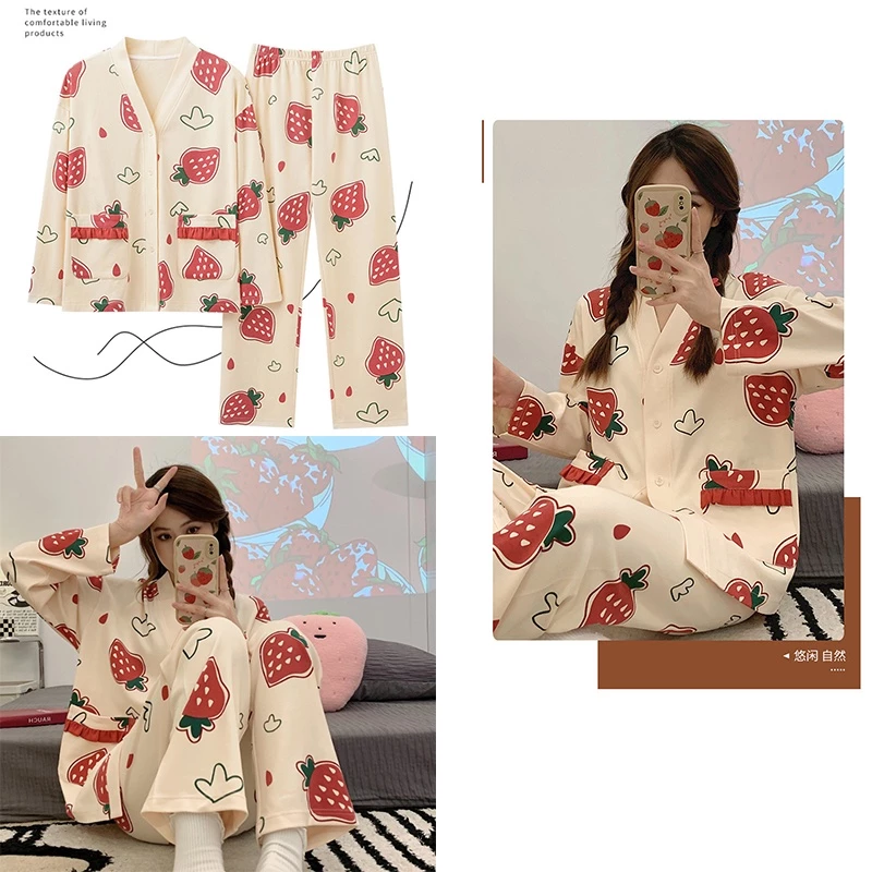 Áo Ngủ Nữ - Trang Phục Gia Đình Dài Tay - Bộ Cộng Với Kích Thước Mỏng [Lff0823]
