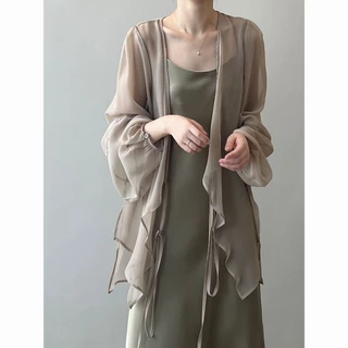 Áo Khoác cardigan chiffon Mỏng Chống Nắng Dáng Rộng Kiểu Pháp Thời Trang Mùa Hè Cho Nữ