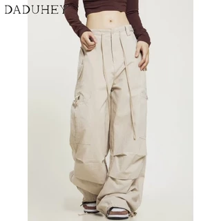 DaDuHey New American Ins High Street Multi-pocket Casual Pants Niche High Waist Loose Wide-leg Pants Trousers