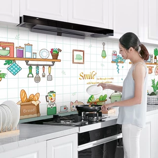 Giấy Dán Tường Nhà Bếp Cách Nhiệt Chống Dầu Mỡ, Decal Dán Bếp Nhiều Mẫu KT 60x90CM