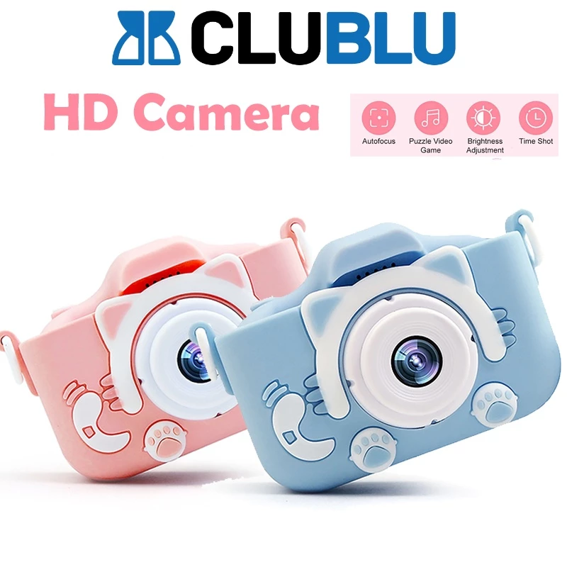 -CLUBLU- Máy Ảnh Kỹ Thuật Số Mini Mèo Camera-007 Cute Có Thể Sạc Lại Chống Sốc Cao Cấp Cho Bé