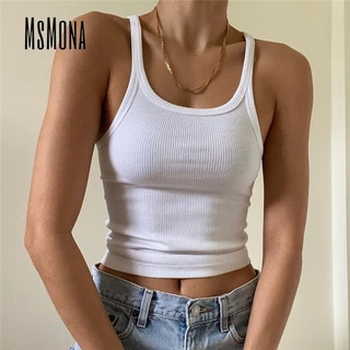 [classic] Áo tank top Thể Thao Cổ Tròn Ôm Dáng Màu Trơn Thời Trang Thường Ngày msmona Cho Nữ