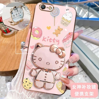 ốp lưng OPPO A71 A57 A39 A83 A59 A59S F1S 3D Hello Kitty Cat Ốp Điện thoại Case Holder Silicon Mềm Chống Sốc Mạ Điện Gắn Gương Trang Điểm OPPO A71 A57 A39 A83 A59 A59S F1S phong cách mới trường hợp điện thoại cô gái