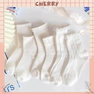 Tất cao cổ nữ chất liệu vải Hàn co giãn 4 chiều, vớ nữ phong cách Vintage - Cherry shop