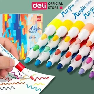 Bút Sơn Acrylic Marker Cao Cấp Deli -  Chống Nước Vẽ Trên Mọi Chất Liệu Tô Màu DIY Vẽ Giày Vải Chai Lọ Tô Tượng Vẽ Giày