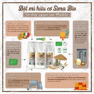 Bột mì hữu cơ Sima Bio 1kg nguyên cám, đa dụng, Manitoba