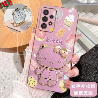 ốp lưng Samsung A32 4G A32 5G A52 A72 A52S 5G 3D Hello Kitty Cat Ốp Điện thoại Case Holder Silicon Mềm Chống Sốc Mạ Điện Gắn Gương Trang Điểm Samsung A32 4G A32 5G A52 A72 A52S 5G phong cách mới trường hợp điện thoại cô gái