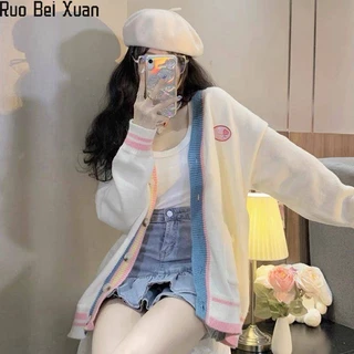 Áo khoác cardigan Ruo Bei Xuan dáng rộng phong cách Hàn Quốc thời trang thu đông dễ phối đồ cho nữ