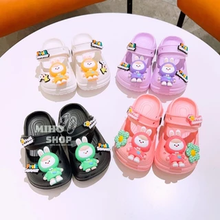 PHOM NHỎ Dép Sục Có Quai Gắn Sticker Thỏ Fruit Summer Cực Đẹp Cho Bé Gái