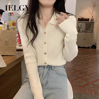 IELGY Áo cardigan Dệt Kim Tay Dài Cổ polo Thiết Kế Đơn Giản Thời Trang Mùa Thu Mới Dành Cho Nữ