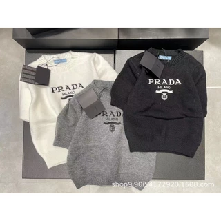 PRAD * Early Autumn new cookie sweetheart contrast color letter age-reducing knitwear simple slim fit all-match