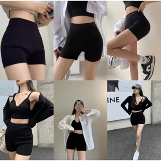 Quần legging đùi ngắn nữ biker short ôm bó vải thun cotton co giãn