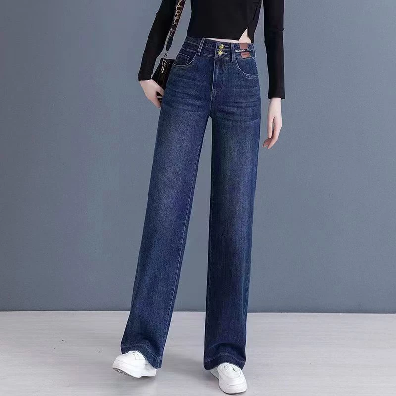 Quần jeans Nữ Ống Rộng Lưng Cao Phong Cách retro Mùa Thu 2023 p3fx