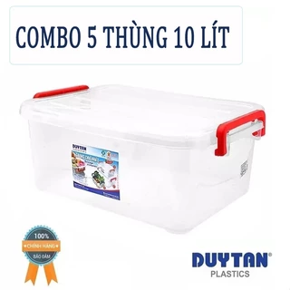 [COMBO 5 THÙNG] Bộ 5 Thùng 10 Lít có nắp gài hàng Duy Tân chính hãng/ 5 Thùng nhựa trong đựng đồ Duy Tân 10L