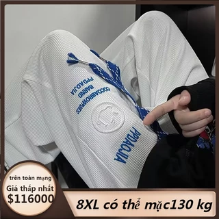 [có size 40 kg___130 kg] Size 8XL Quần ống rộng Thêu Họa Tiết Waffle Thời Trang Mùa Thu 2023 Cho Nam