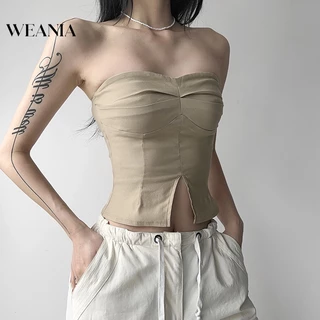 Weania Phụ Nữ Màu Rắn sexy Áo Ống Mỏng Vừa Vặn