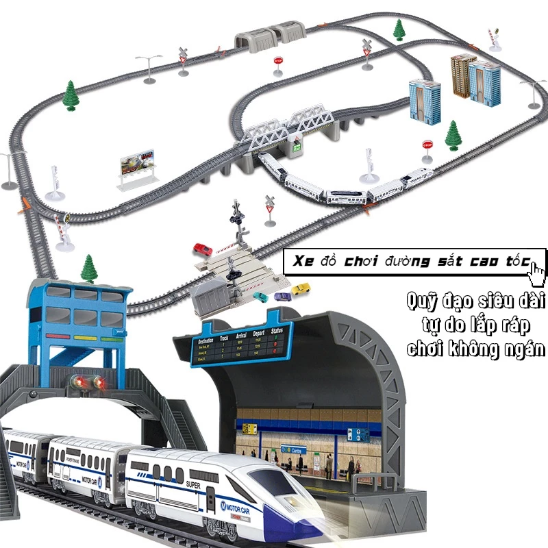 Đường Ray Xe Lửa Đồ Chơi Tốc Độ Cao diy Dành Cho Bé Trai