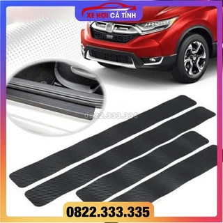 Bộ 4 Miếng Da Sợi Carbon dán Chống Trầy Nẹp bước chân Cửa Xe Hơi  Decal bậc vân carbon trơn Chống Trầy Xước Bậc Cửa