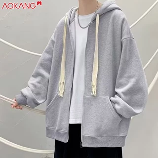 Aokang Áo Khoác Hoodie Dáng Rộng Có Khóa Kéo In Họa Tiết Đơn Giản Hợp Thời Trang Phong Cách Hàn Quốc Cho Nam