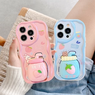 ốp lưng Peach Strawberry juice drink holder BFF Xiaomi Mi 14 13T 13 12 12X 12S 11 Lite POCO M3 X3 NFC Pro Redmi Note 10 10S 9 9S 8 8A 7 New Cream Edge Cartoon Bear Rabbit Fine Hole Airbag Shockproof Soft Phone Back Case Cover NY 45