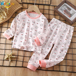 Haoerwu Bộ Đồ Ngủ cotton Nguyên Chất Họa Tiết Hoạt Hình Dễ Thương Thoải Mái Thời Trang Mùa Thu Cho Bé Trai Và Gái