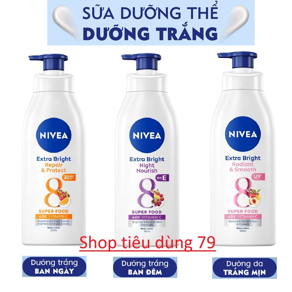 Sữa Dưỡng Thể Nivea Extra White Night Nourish Body 350ml