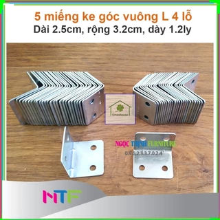 combo 5 Bát sắt ke góc, pát ke vuông 2.5cm trang trí sửa chữa nhà cửa, đồ gỗ nội thất Greenhouse- Ngôi Nhà Xanh