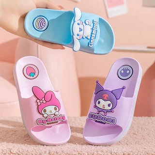 Dép Đi Trong Nhà / Ngoài Trời Mềm Mại Chống Trượt Hình Kuromi Melody Hello Kitty Cinnamoroll Cho Bé Gái