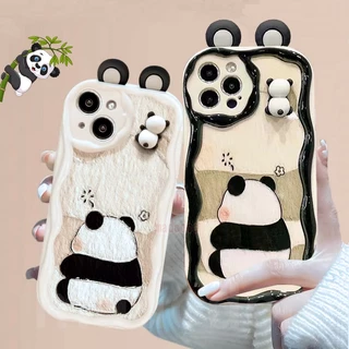 ốp lưng Cute 3D Panda Doll Xiaomi Mi 14 13T 13 12 12X 12S 11 Lite POCO M3 X3 NFC Pro Redmi Note 10 10S 9 9S 8 8A 7 ins Cartoon Oil painting Soft Phone Case Fine Hole Cream Edge Airbag Shockproof Full Lens Protection Back Cover NY 49