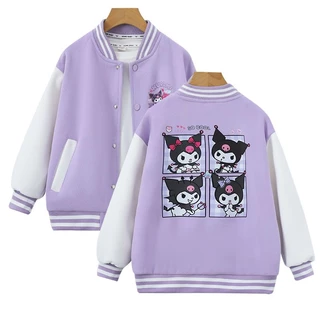 Kuromi Áo Khoác Bóng Chày cotton Tay Dài In Hình sanrio Dễ Thương Cho Bé Gái