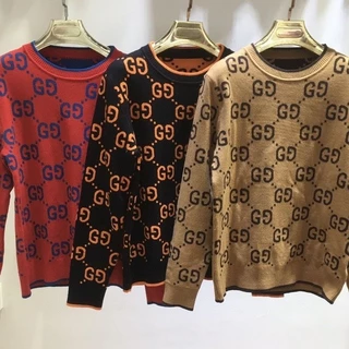 Áo Sweater Dệt Kim Dáng Rộng In Chữ GUCCI Thời Trang Thu Đông Chất Lượng Cao 23