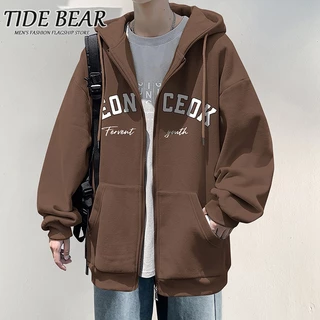 TIDE BEAR Áo Hoodie Lót Nhung Dày Dặn In Chữ Thời Trang Xu Hướng Cho Nam